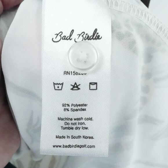 Bad Birdie Shirt Men Large White Cheetah Parrot Palm Print Golf Performance - Picture 14 of 15